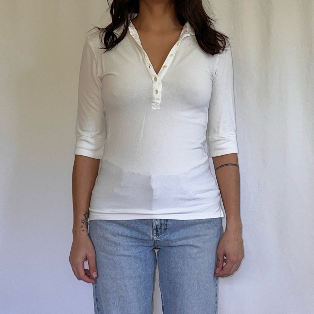 GAP White Short Sleeve Polo Shirt
